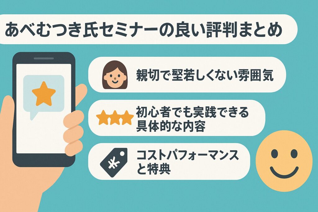 あべむつき氏による「あべセミナー」の評判