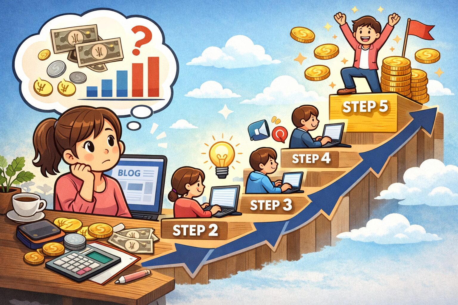 一般人のブログ収入の平均はどれくらい？現実と初心者が稼ぐための5ステップ